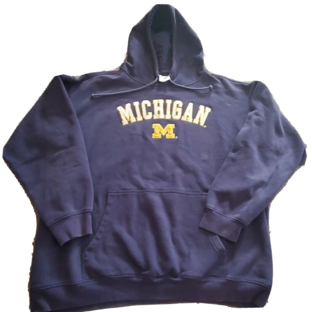 Vintage Michigan Wolverines Hoodie Sweatshirt 2XL Large Blue E5 Football Fan